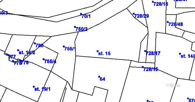 Parcela st. 15 v KÚ Jeníčkova Lhota, Katastrální mapa