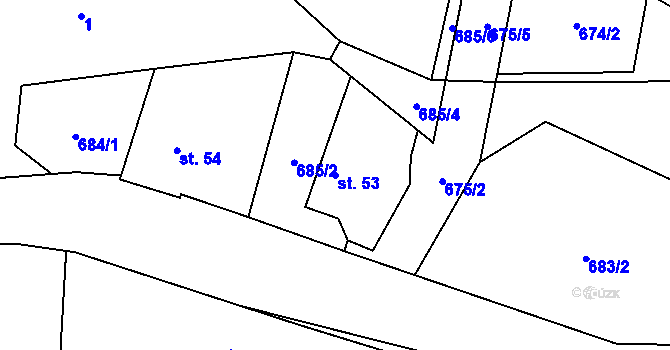 Parcela st. 53 v KÚ Jeníčkova Lhota, Katastrální mapa