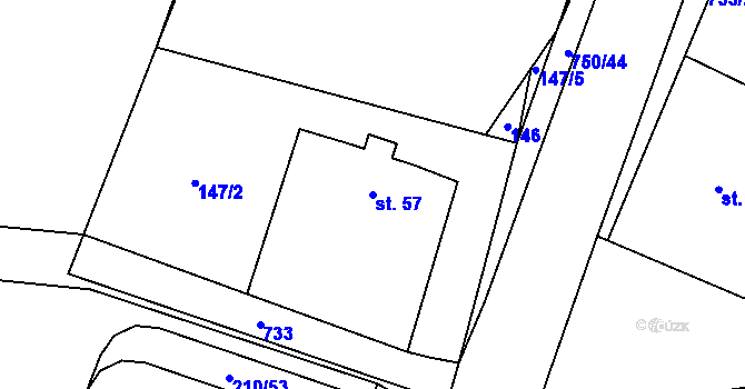 Parcela st. 57 v KÚ Jeníčkova Lhota, Katastrální mapa
