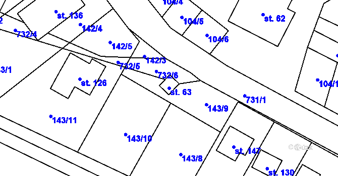 Parcela st. 63 v KÚ Jeníčkova Lhota, Katastrální mapa