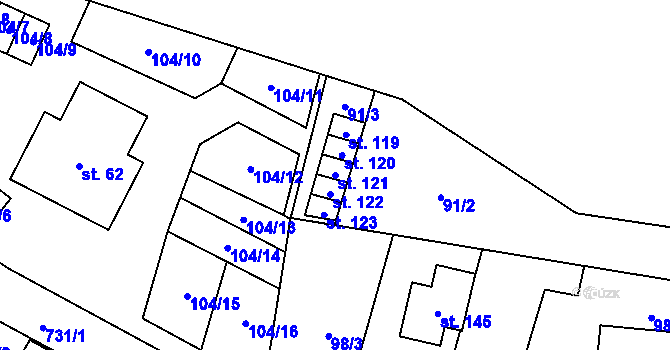 Parcela st. 121 v KÚ Jeníčkova Lhota, Katastrální mapa