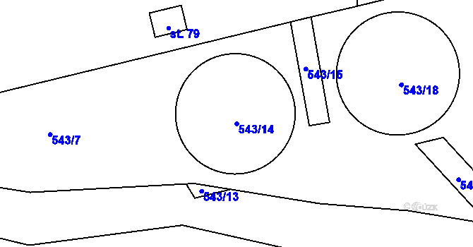 Parcela st. 543/14 v KÚ Jeníčkova Lhota, Katastrální mapa