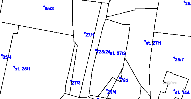 Parcela st. 728/24 v KÚ Jeníčkova Lhota, Katastrální mapa