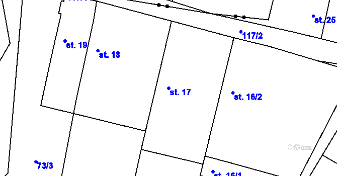 Parcela st. 17 v KÚ Hleďsebe, Katastrální mapa