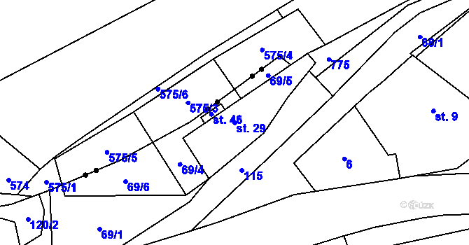 Parcela st. 29 v KÚ Hleďsebe, Katastrální mapa