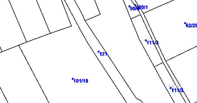 Parcela st. 121 v KÚ Hleďsebe, Katastrální mapa