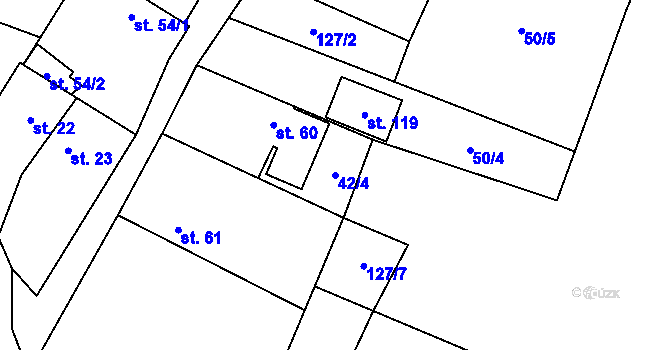 Parcela st. 42/4 v KÚ Jenichov, Katastrální mapa