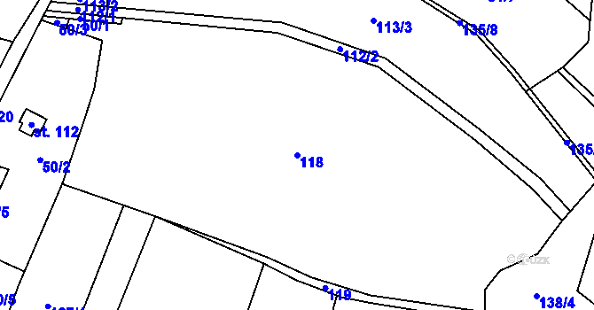 Parcela st. 118 v KÚ Jenichov, Katastrální mapa