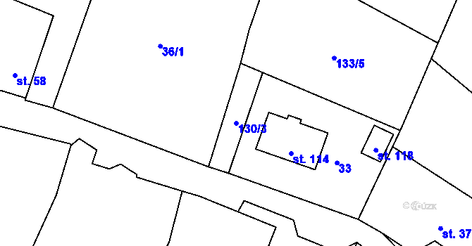 Parcela st. 130/3 v KÚ Jenichov, Katastrální mapa