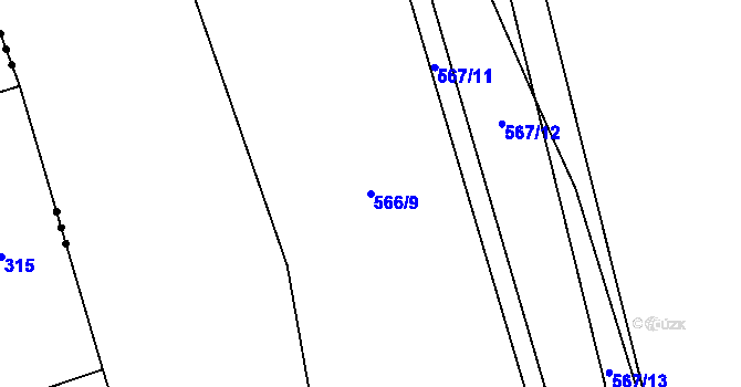 Parcela st. 566/9 v KÚ Jenichov, Katastrální mapa