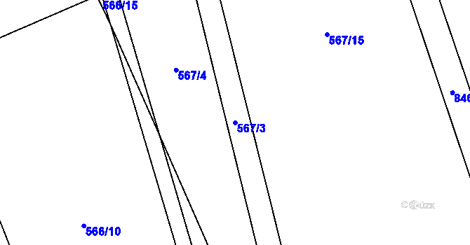 Parcela st. 567/3 v KÚ Jenichov, Katastrální mapa