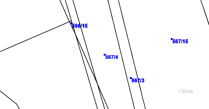 Parcela st. 567/4 v KÚ Jenichov, Katastrální mapa