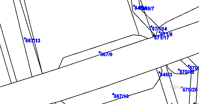 Parcela st. 567/9 v KÚ Jenichov, Katastrální mapa