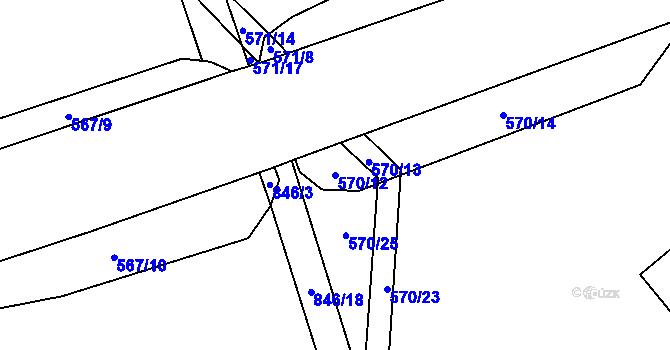 Parcela st. 570/12 v KÚ Jenichov, Katastrální mapa