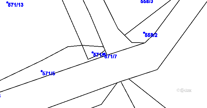 Parcela st. 571/7 v KÚ Jenichov, Katastrální mapa