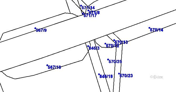 Parcela st. 846/3 v KÚ Jenichov, Katastrální mapa