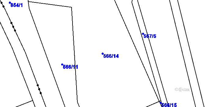 Parcela st. 566/14 v KÚ Jenichov, Katastrální mapa
