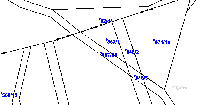 Parcela st. 567/14 v KÚ Jenichov, Katastrální mapa