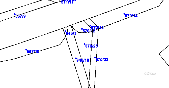 Parcela st. 570/25 v KÚ Jenichov, Katastrální mapa