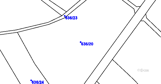 Parcela st. 636/20 v KÚ Jenichov, Katastrální mapa