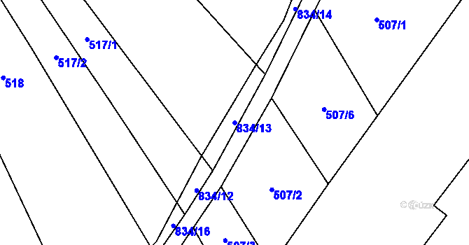 Parcela st. 834/13 v KÚ Jenichov, Katastrální mapa