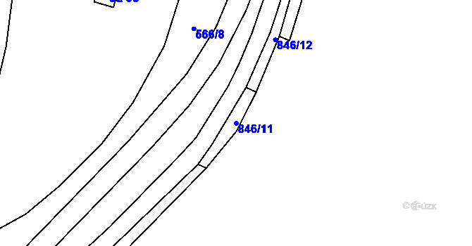 Parcela st. 846/11 v KÚ Jenichov, Katastrální mapa