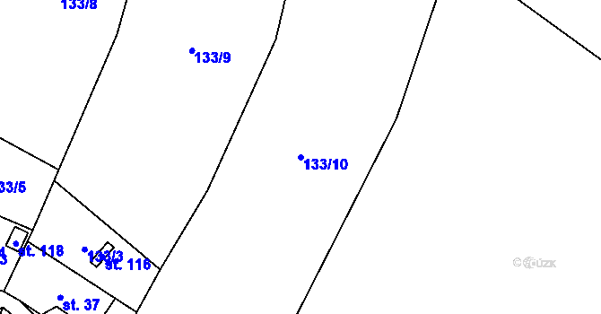 Parcela st. 133/10 v KÚ Jenichov, Katastrální mapa