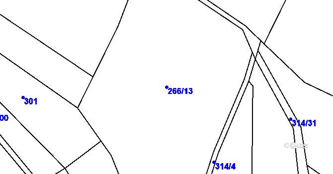 Parcela st. 266/13 v KÚ Jenichov, Katastrální mapa