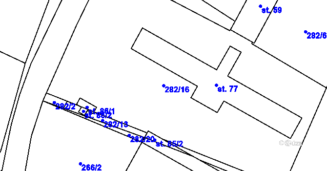Parcela st. 282/16 v KÚ Jenichov, Katastrální mapa