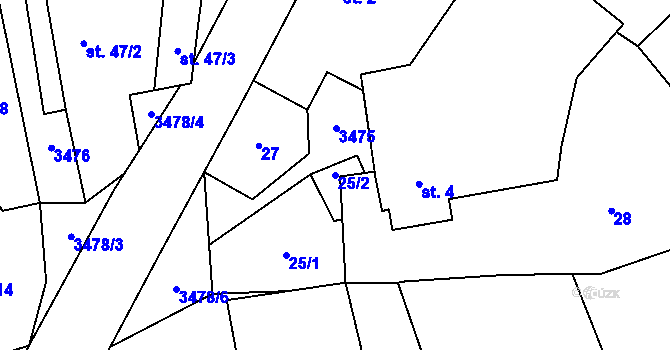 Parcela st. 25/2 v KÚ Jeníkov u Vlašimi, Katastrální mapa