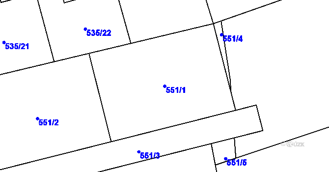 Parcela st. 551/1 v KÚ Jeníkov u Vlašimi, Katastrální mapa