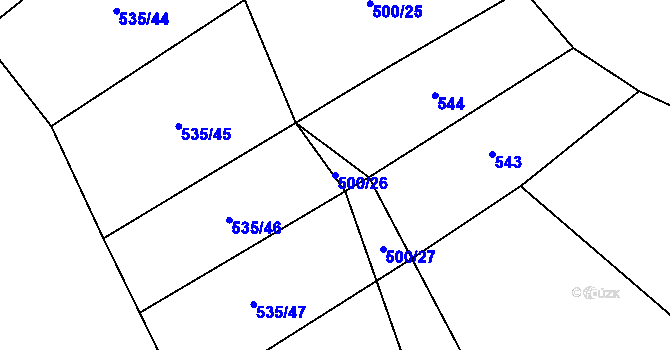Parcela st. 500/26 v KÚ Jeníkov u Vlašimi, Katastrální mapa