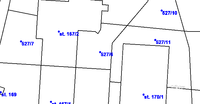 Parcela st. 527/6 v KÚ Jeníkov u Vlašimi, Katastrální mapa