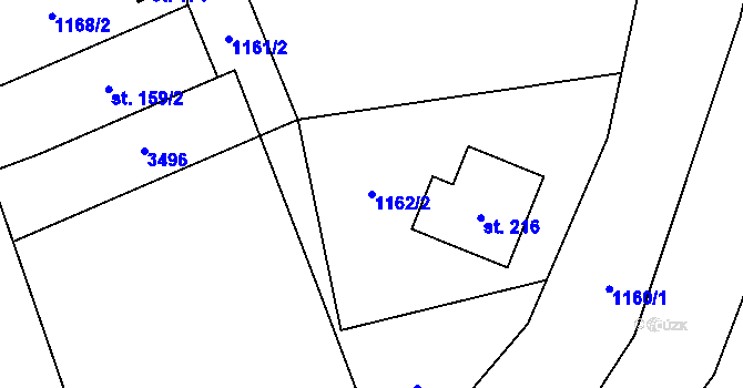 Parcela st. 1162/2 v KÚ Jeníkov u Vlašimi, Katastrální mapa