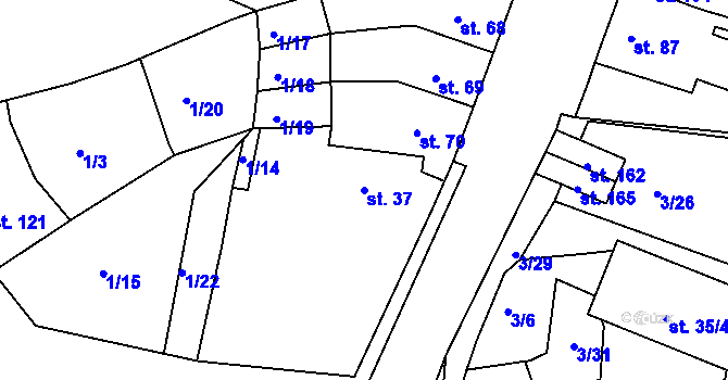 Parcela st. 37 v KÚ Jeníkov u Duchcova, Katastrální mapa