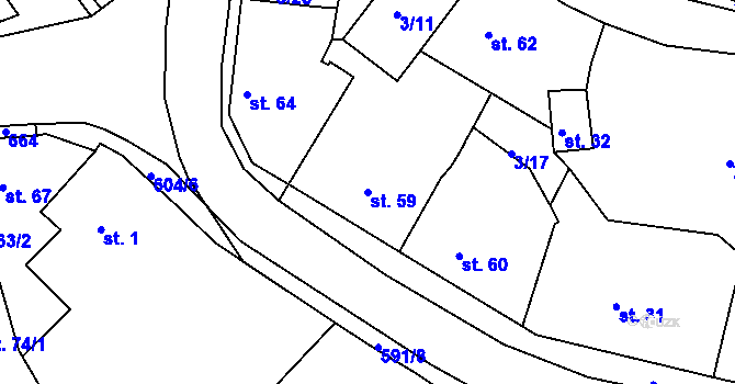 Parcela st. 59 v KÚ Jeníkov u Duchcova, Katastrální mapa