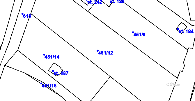 Parcela st. 451/12 v KÚ Jeníkov u Duchcova, Katastrální mapa