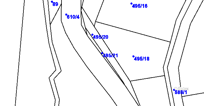Parcela st. 495/21 v KÚ Jeníkov u Duchcova, Katastrální mapa