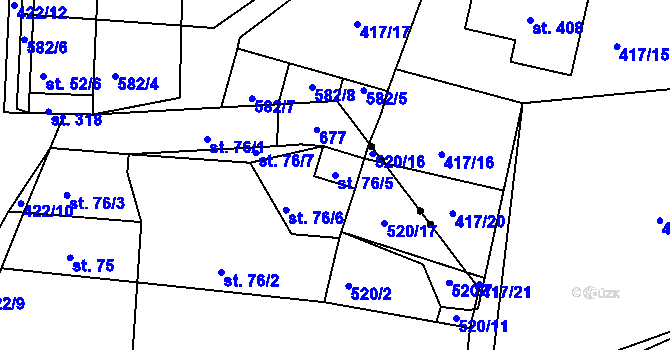 Parcela st. 76/5 v KÚ Jeníkov u Duchcova, Katastrální mapa