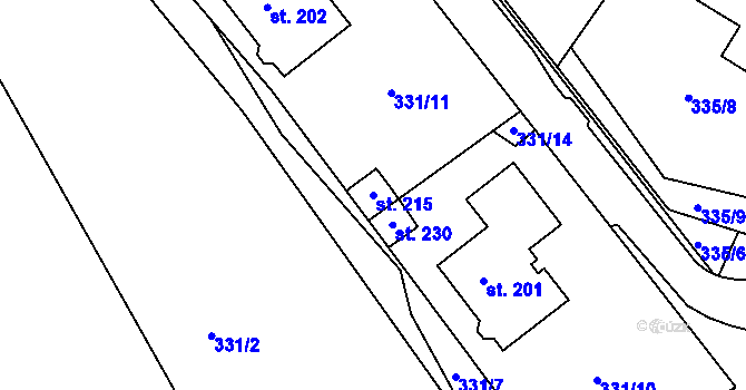 Parcela st. 215 v KÚ Jeníkov u Duchcova, Katastrální mapa