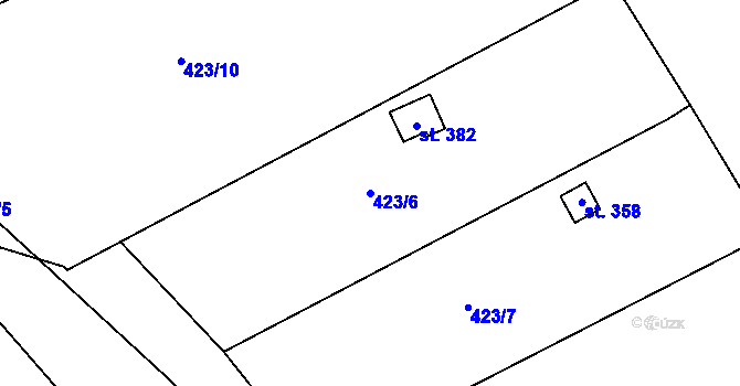 Parcela st. 423/6 v KÚ Oldřichov u Duchcova, Katastrální mapa