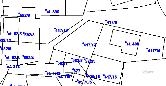 Parcela st. 417/17 v KÚ Oldřichov u Duchcova, Katastrální mapa
