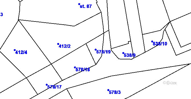 Parcela st. 578/19 v KÚ Oldřichov u Duchcova, Katastrální mapa