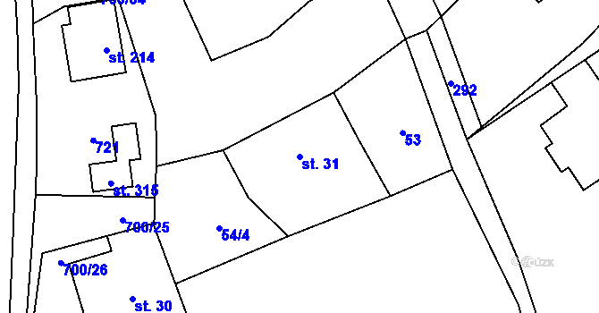 Parcela st. 31 v KÚ Jeníkov u Hlinska, Katastrální mapa