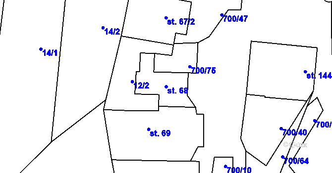 Parcela st. 68 v KÚ Jeníkov u Hlinska, Katastrální mapa