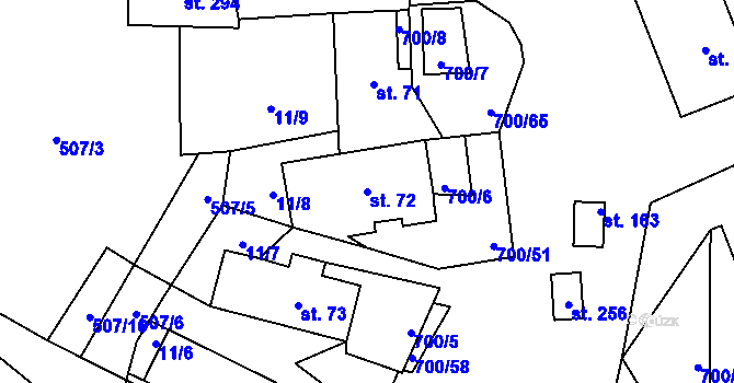 Parcela st. 72 v KÚ Jeníkov u Hlinska, Katastrální mapa