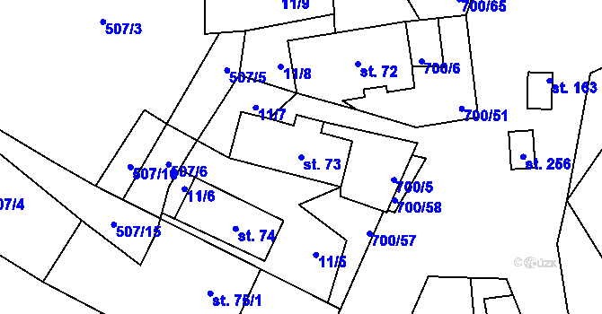 Parcela st. 73 v KÚ Jeníkov u Hlinska, Katastrální mapa