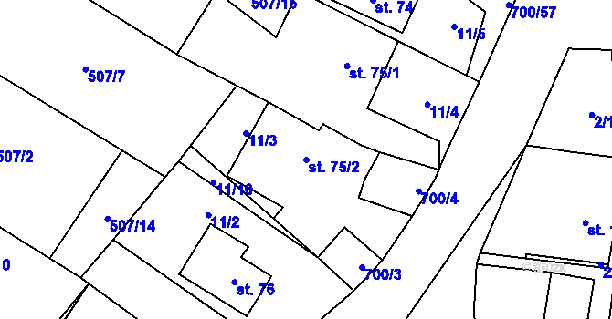 Parcela st. 75/2 v KÚ Jeníkov u Hlinska, Katastrální mapa