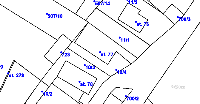 Parcela st. 77 v KÚ Jeníkov u Hlinska, Katastrální mapa