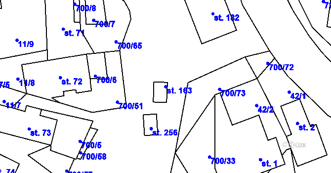 Parcela st. 163 v KÚ Jeníkov u Hlinska, Katastrální mapa